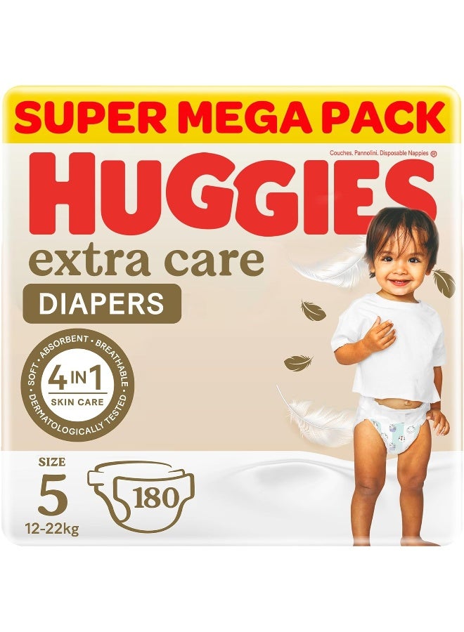 Huggies Extra Care, Size 5, 12 -22 kg, Super Mega Pack, 180 Diapers - Image 1